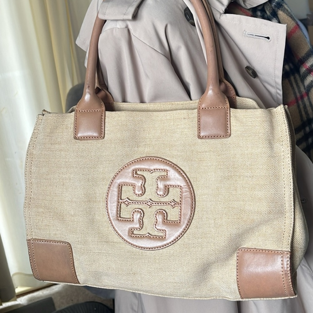 Canvas and Leather Small Ella Tote - Tory Burch bag